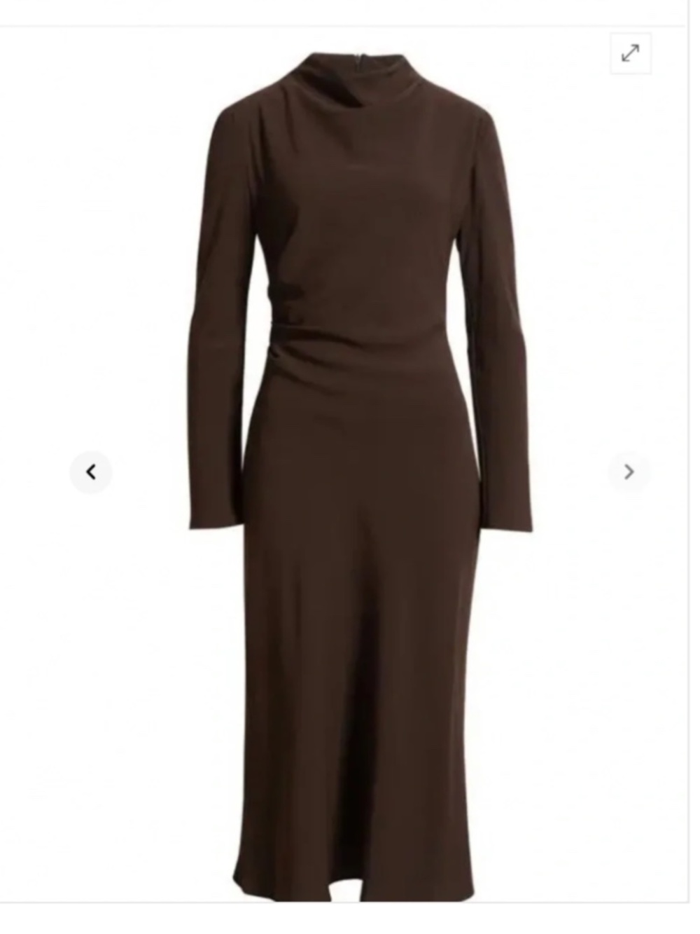 MANGO Chocolate Brown Draped Midi Dress | S (US 4) | NWT